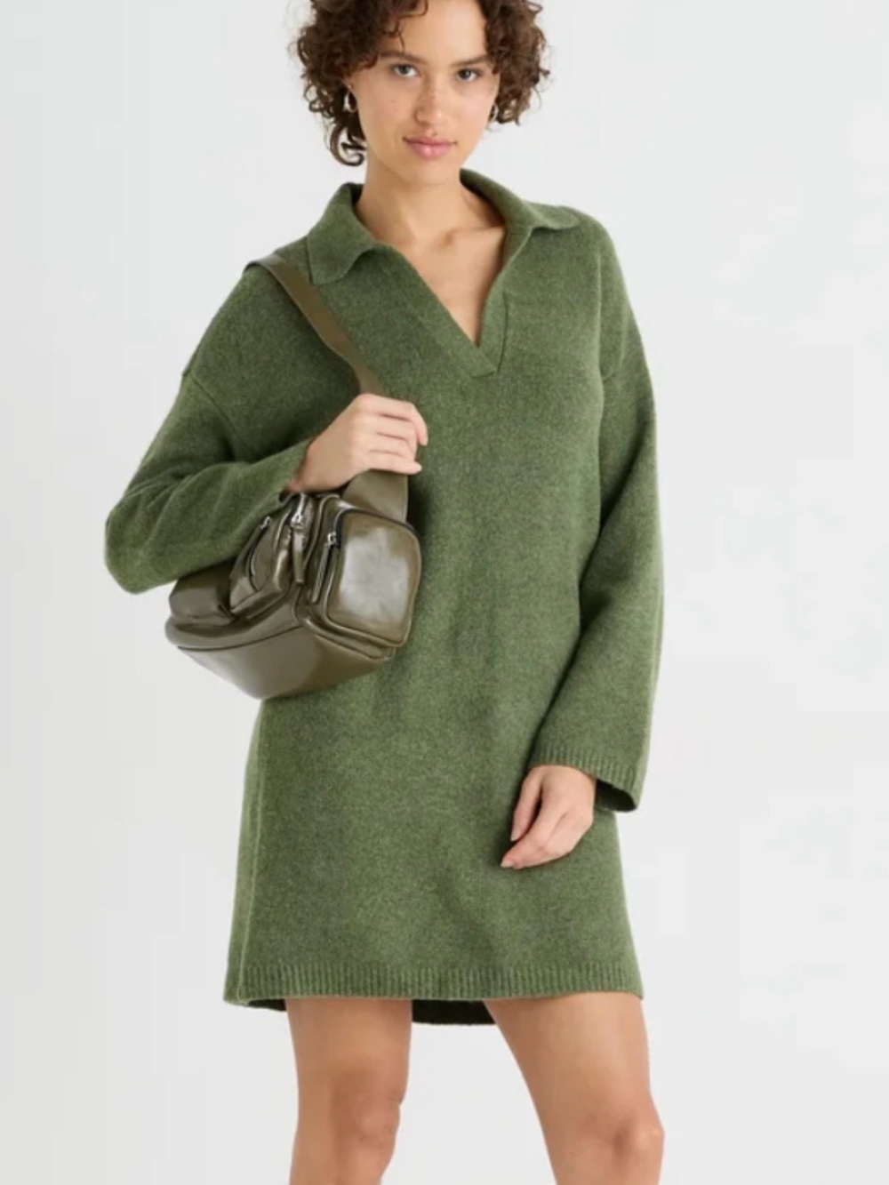 Abercrombie & Fitch Notch Neck Mini Dress Thyme Heather Medium (MT)